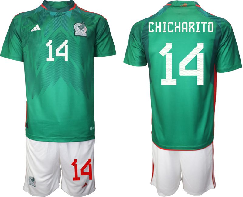 Men 2022 World Cup National Team Mexico home green 14 Soccer Jerseys